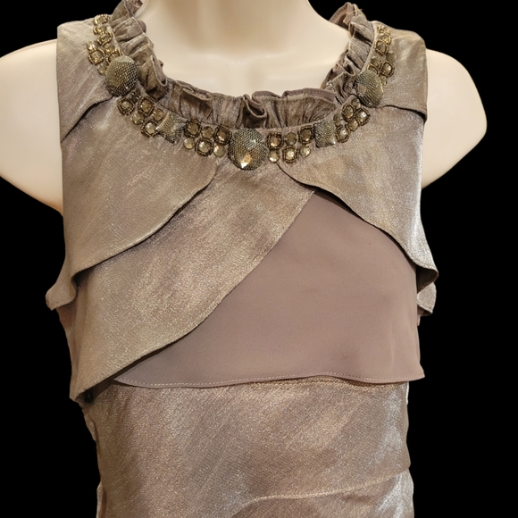 NWOT SLfashions 12 Party Dress Stoned Collar Waves of Organza - Picture 4 of 15